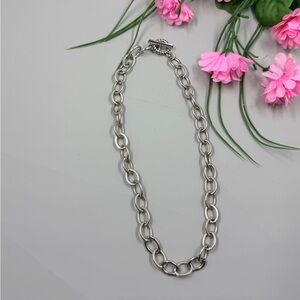 Vintage Silver Chain Necklace with Large Links Perfect For Charms